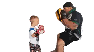 Man Teaching Child Boxing Sticker