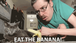 Man Teasing Banana Cat Meme GIF