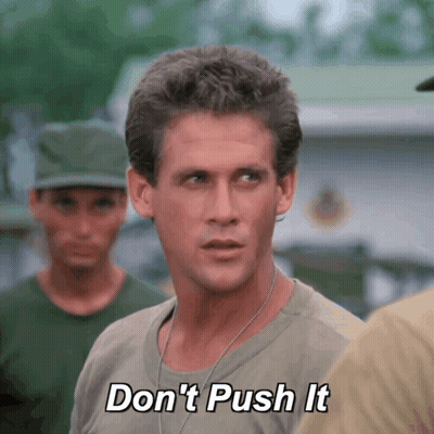 Man Telling Soldiers Don't Push It GIF