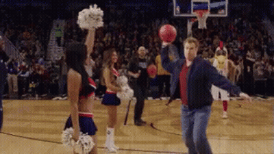 Man Throwing Basketball At Cheerleader GIF