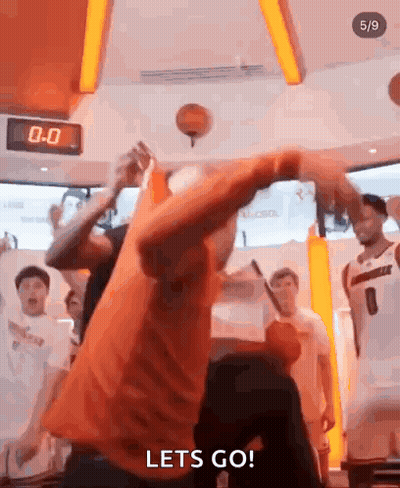 Man Throwing Basketball Says Lets Go GIF