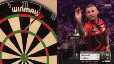 Man Throwing Dart At Winmau Dartboard GIF
