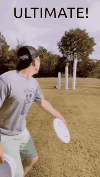 Man Throwing Frisbee With Word Ultimate GIF