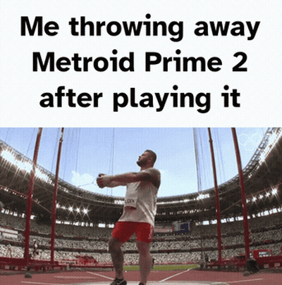 Man Throwing Hammer Saying Me Throwing Away Metroid Prime 2 GIF