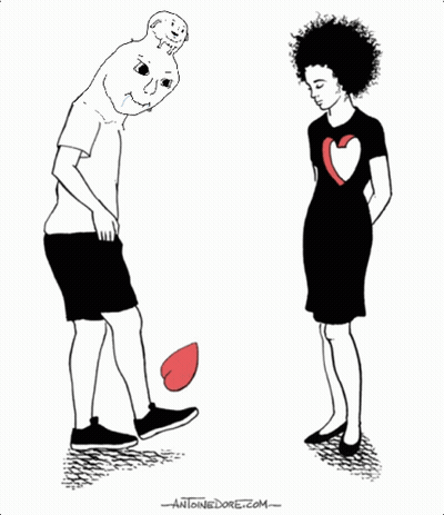 Man Throwing Heart At Woman GIF