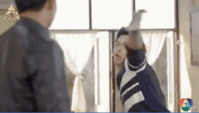 Man Throwing Punch At Another By Window GIF