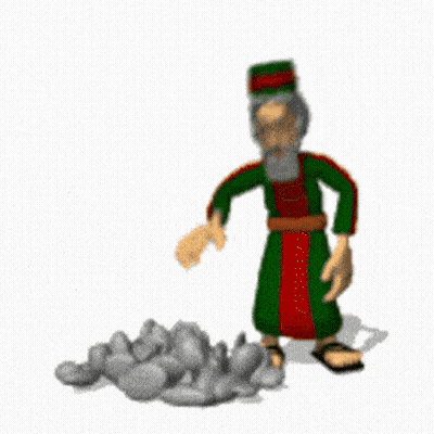 Man Throwing Rock At Pile Of Rocks GIF