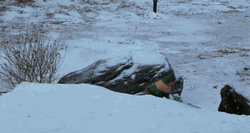Man Throwing Snowball Fight GIF