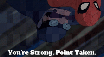 Man Thrown In Air Saying You're Strong Point Taken GIF