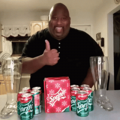 Man Thumbs Up With Sprite Cans GIF