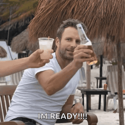 Man Toasting With Beer Bottle And Cup Saying Im Ready GIF