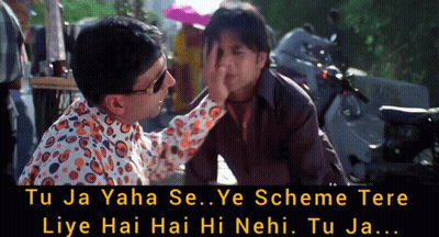 Man Touching Another Man's Face Saying Tu Ja Yaha Se Ye Scheme Tere Liye Hai Hai Hi Nei Tu Ja GIF