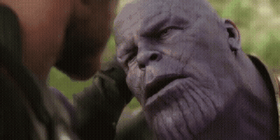 Man Touching Thanos Face Avengers Infinity War GIF