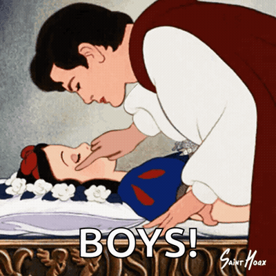 Man Touching Woman's Face Saying Boys GIF