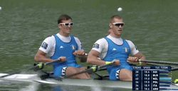 Man Try Hard To Row The Boat To Win GIF