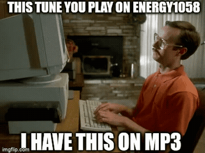 Man Typing On Computer This Tune You Play On Energy 1068 I Have This On MP3 GIF