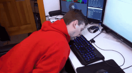 Man Typing On Keyboard With Face GIF