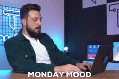 Man Typing On Laptop Monday Mood GIF
