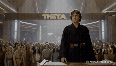 Man Under Theta Sign In Front Of Crowd GIF