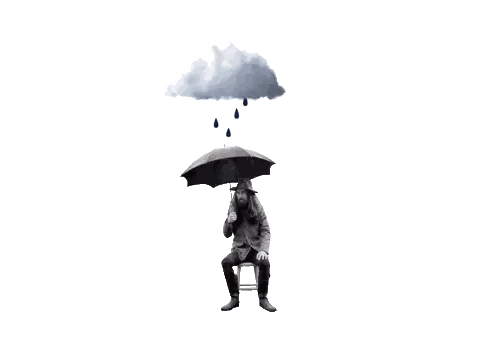 Man Under Umbrella In Rain Sticker