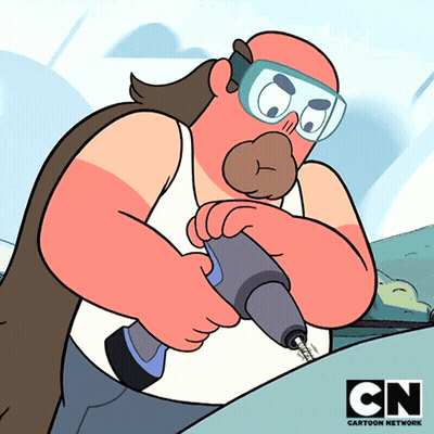 Man Using Drill Cartoon Network GIF