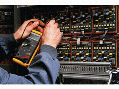 Man Using Fluke Multimeter To Test Circuit GIF