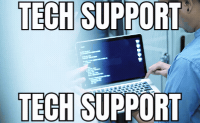 Man Using Laptop Saying Tech Support GIF