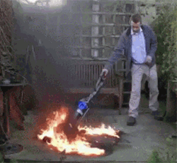 Man Vacuuming Fire