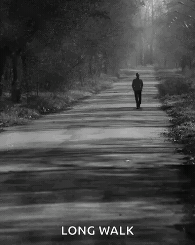 Man Walking Down Road Long Walk GIF