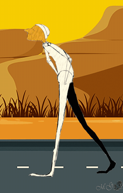 Man Walking Down Road With MC GIF