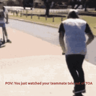Man Walking Down Sidewalk Saying You Just Watched Your Teammate Tele Out Of Toa GIF