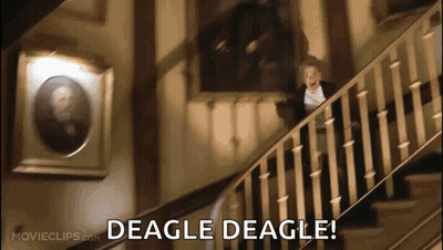 Man Walking Down Stairs Deagle Deagle GIF