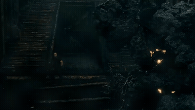 Man Walking Down Stairs In Dark GIF