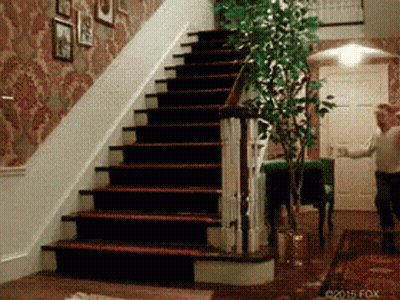 Man Walking Down Stairs In Home GIF
