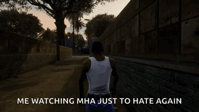 Man Walking Down Street Saying Me Watching MHA GIF