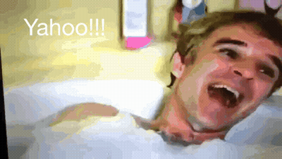 Man Walking Down Street With Yahoo GIF