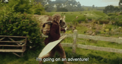 Man Walking In Field Saying I'm Going On An Adventure GIF
