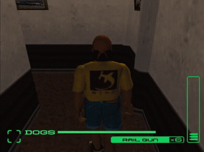 Man Walking In Hallway Dogs And Rail Gun GIF