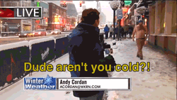 Man Walking Naked While Snowing GIF