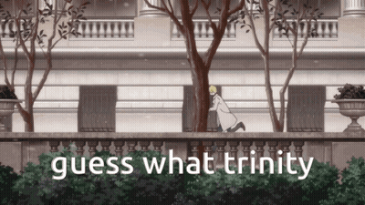 Man Walking On Balcony Saying Guess What Trinity GIF