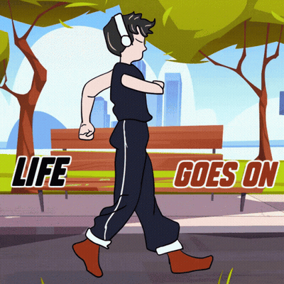 Man Walking Saying Life Goes On GIF