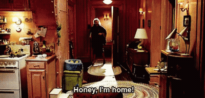 Man Walking Through Kitchen Saying Honey I'm Home GIF