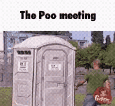 Man Walking To Portable Toilet The Poo Meeting GIF