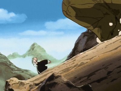 Man Walking Up Rocky Hill GIF