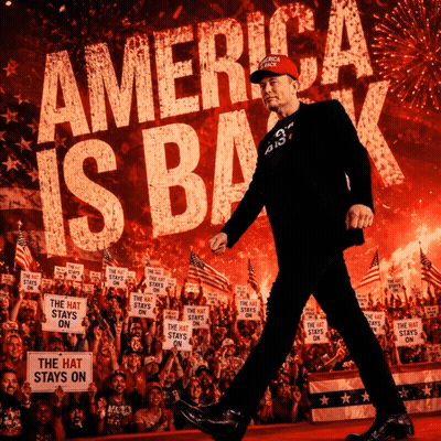 Man Walking With America Is Back Sign GIF