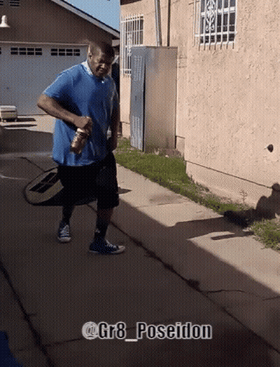 Man Walking With @ Gr8 Poseidon GIF
