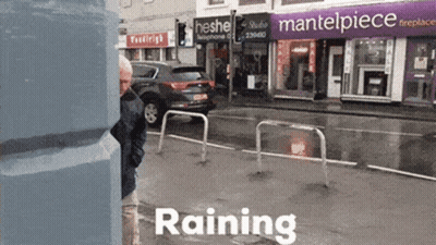 Man Walking With Mantelpiece Sign GIF