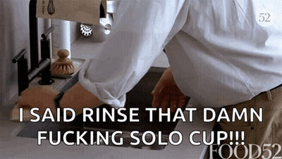 Man Washing Dishes Saying Rinse That Damn Solo Cup GIF