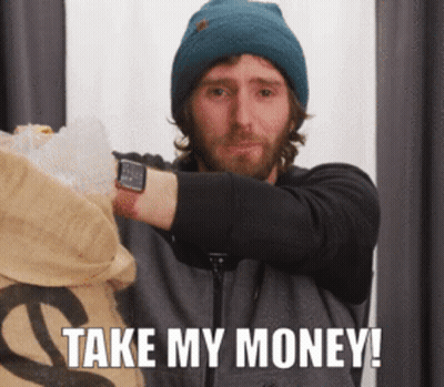 Man Watch Beanie Holding Bag Take My Money GIF