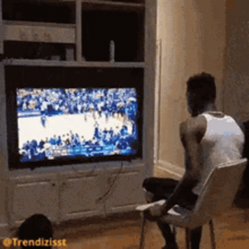 Man Watching Basketball Game GIF